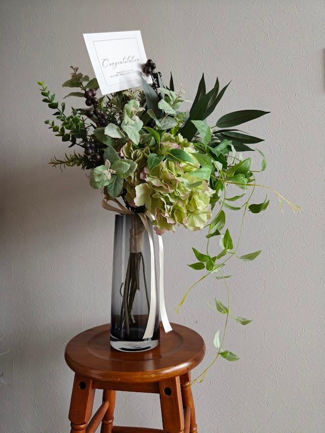 大きなグリーンブーケ　観葉植物　男前インテリア花瓶　紫陽花　開店祝い　開業祝い　店舗　誕生日お祝い花　ウェディングブーケ | 10枚目